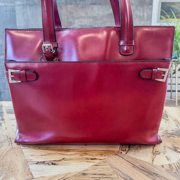Franklin Covey Red Genuine Leather Business Organizer Tote Laptop Bag #31934.577 - Picture 8 of 15